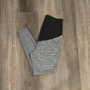 Stylish Black and Gray Plaid Maternity Leggings
